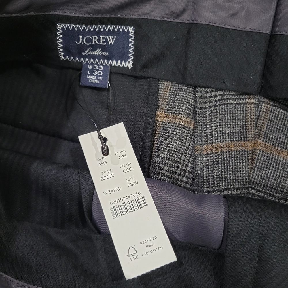 J Crew Ludlow Slim-fit suit pant in Italian wool blend BZ602 Size 33x30 NWT Suit - Picture 8 of 9